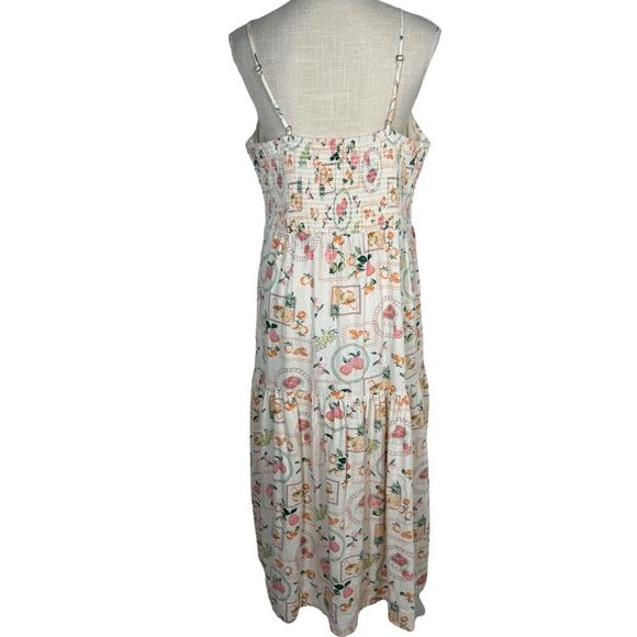 Cynthia Rowley Linen Blend Summertime Fruity Conversational Print Midi Dress - Picture 5 of 13